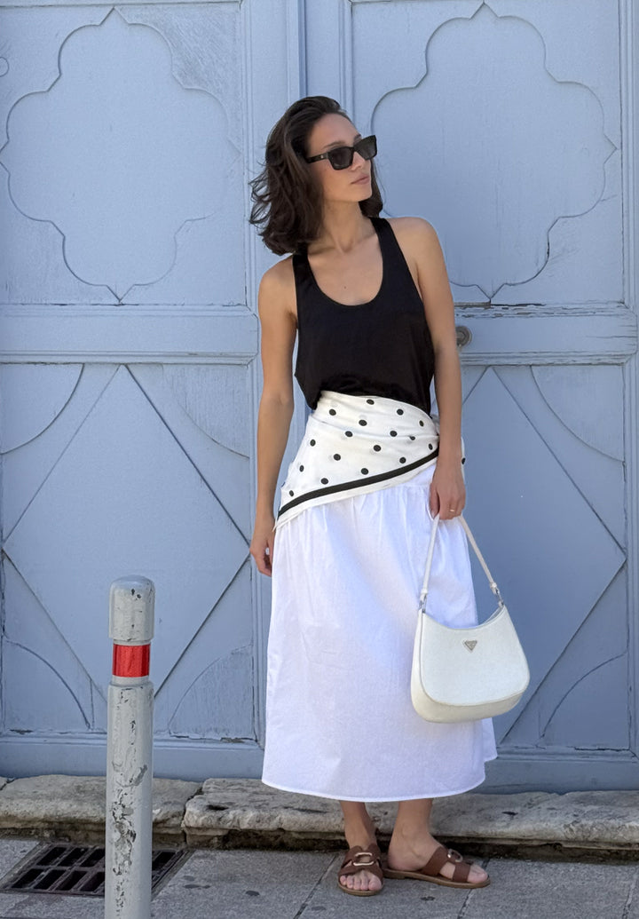 Mare White Cotton Skirt