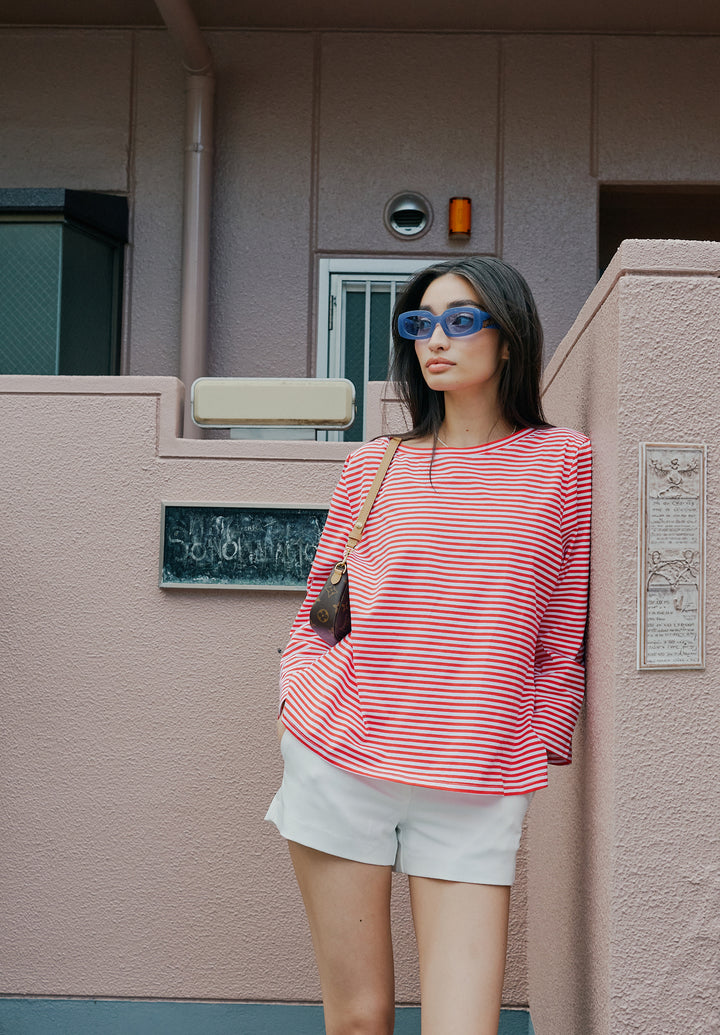 Marina Red Stripes - Long Sleeve T-Shirt