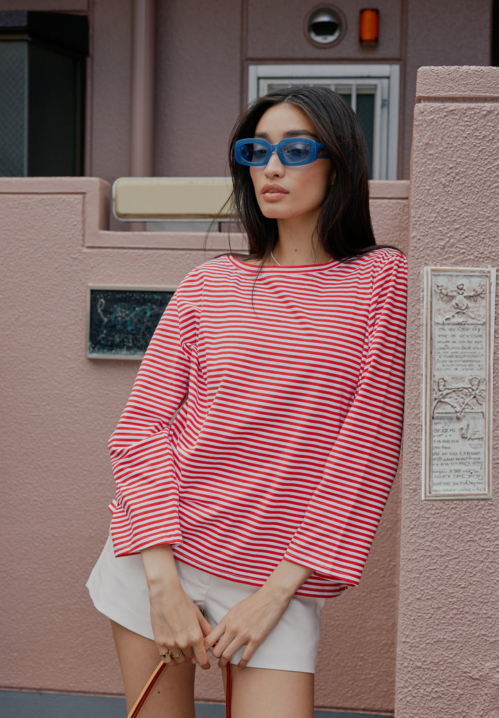 Marina Red Stripes - Long Sleeve T-Shirt