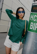 Marina Blue Green Stripes - Long Sleeve T-Shirt