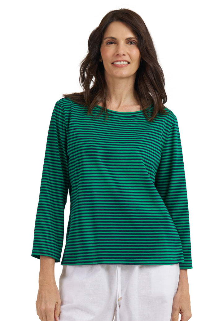 Marina Blue Green Stripes - Long Sleeve T-Shirt