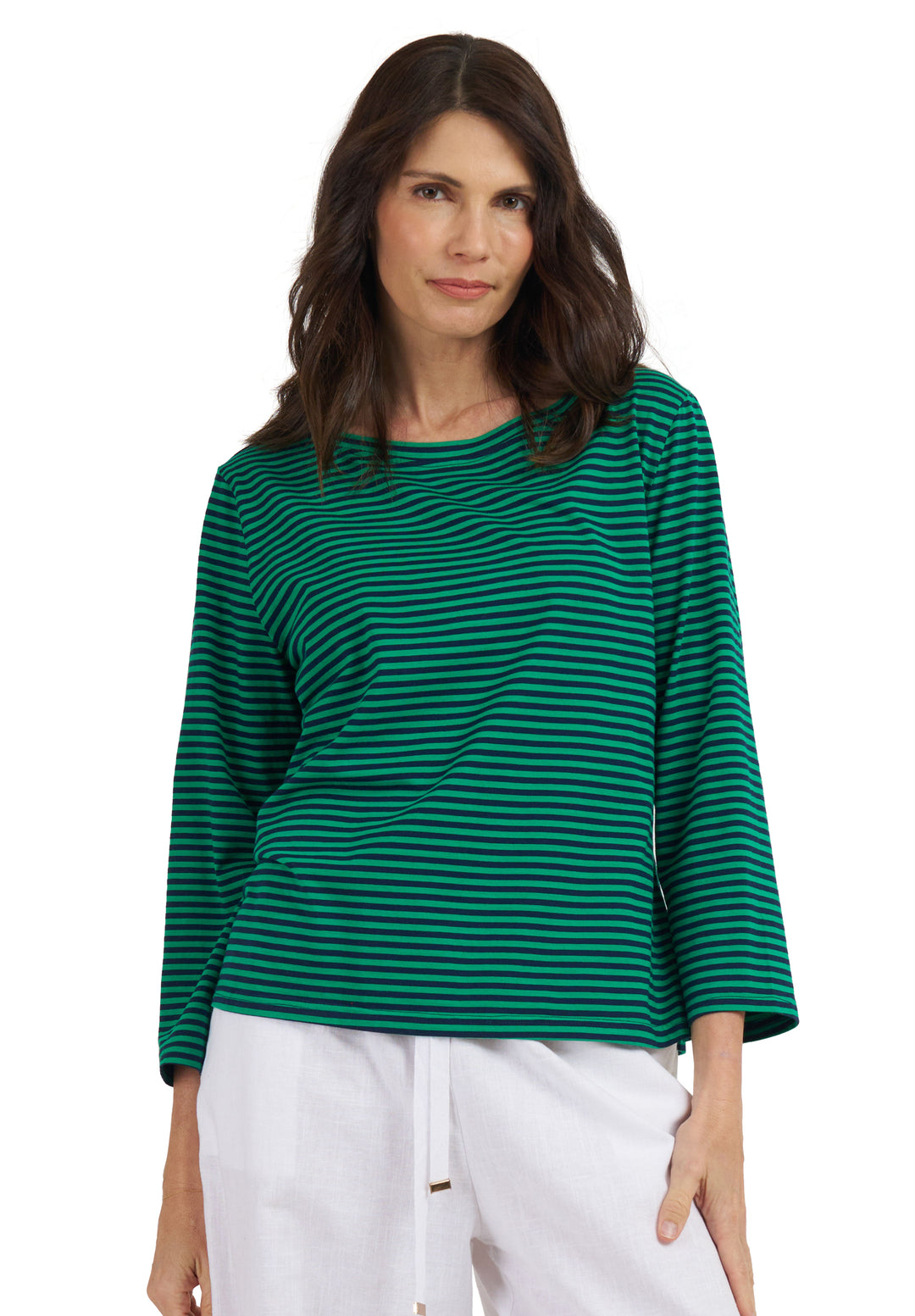 Marina Blue Green Stripes - Long Sleeve T-Shirt