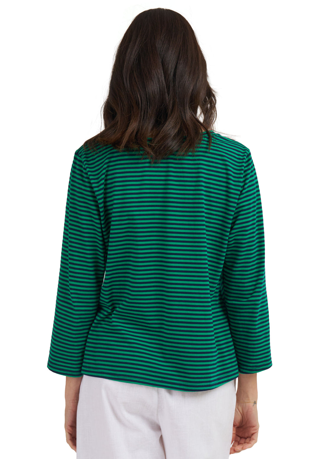 Marina Blue Green Stripes - Long Sleeve T-Shirt