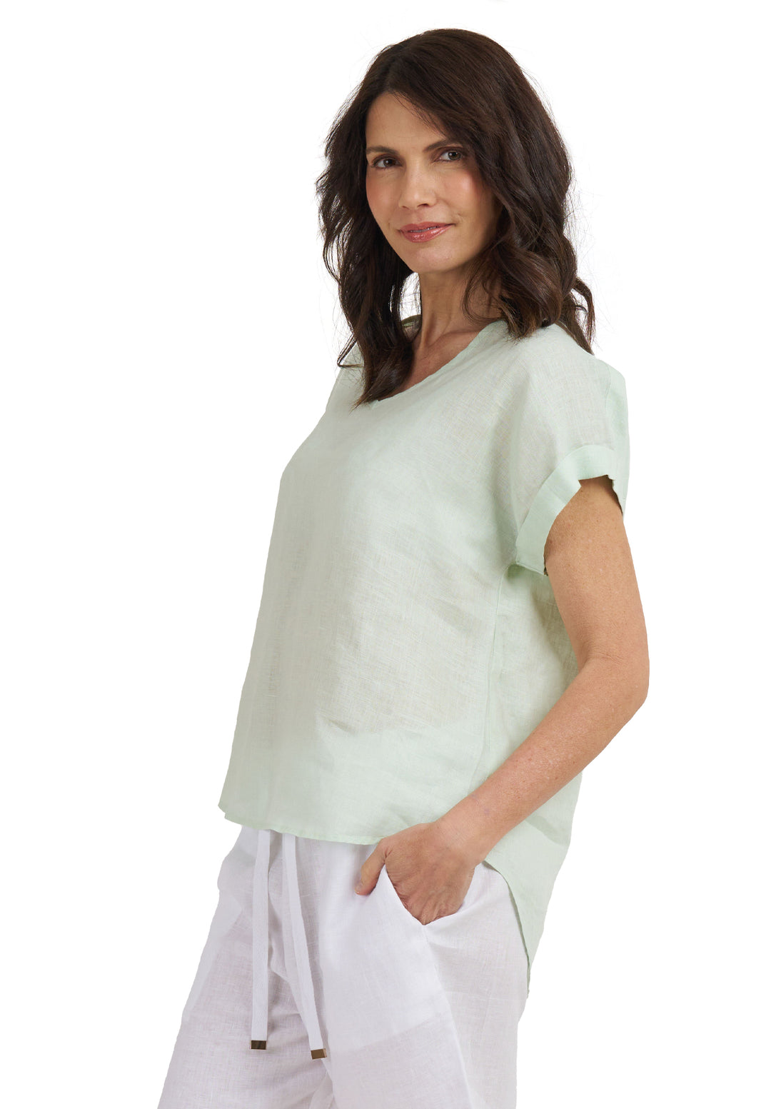 Martina Pistacchio Sand Washed Linen T-Shirt