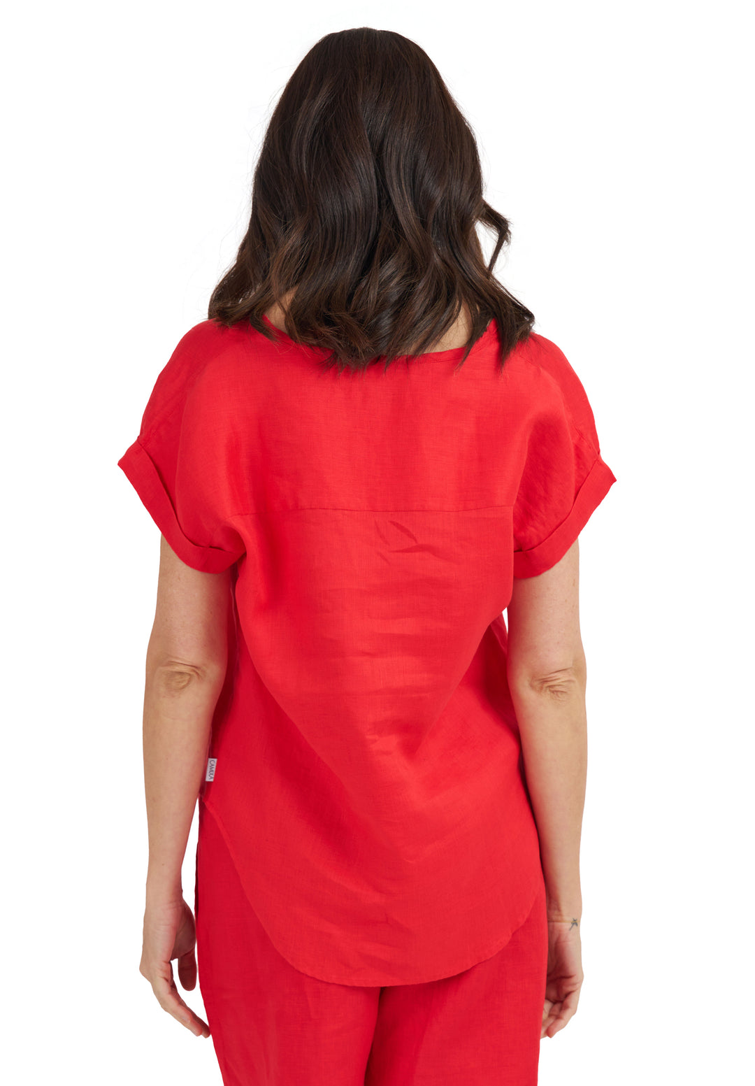 Martina Red Linen T-Shirt