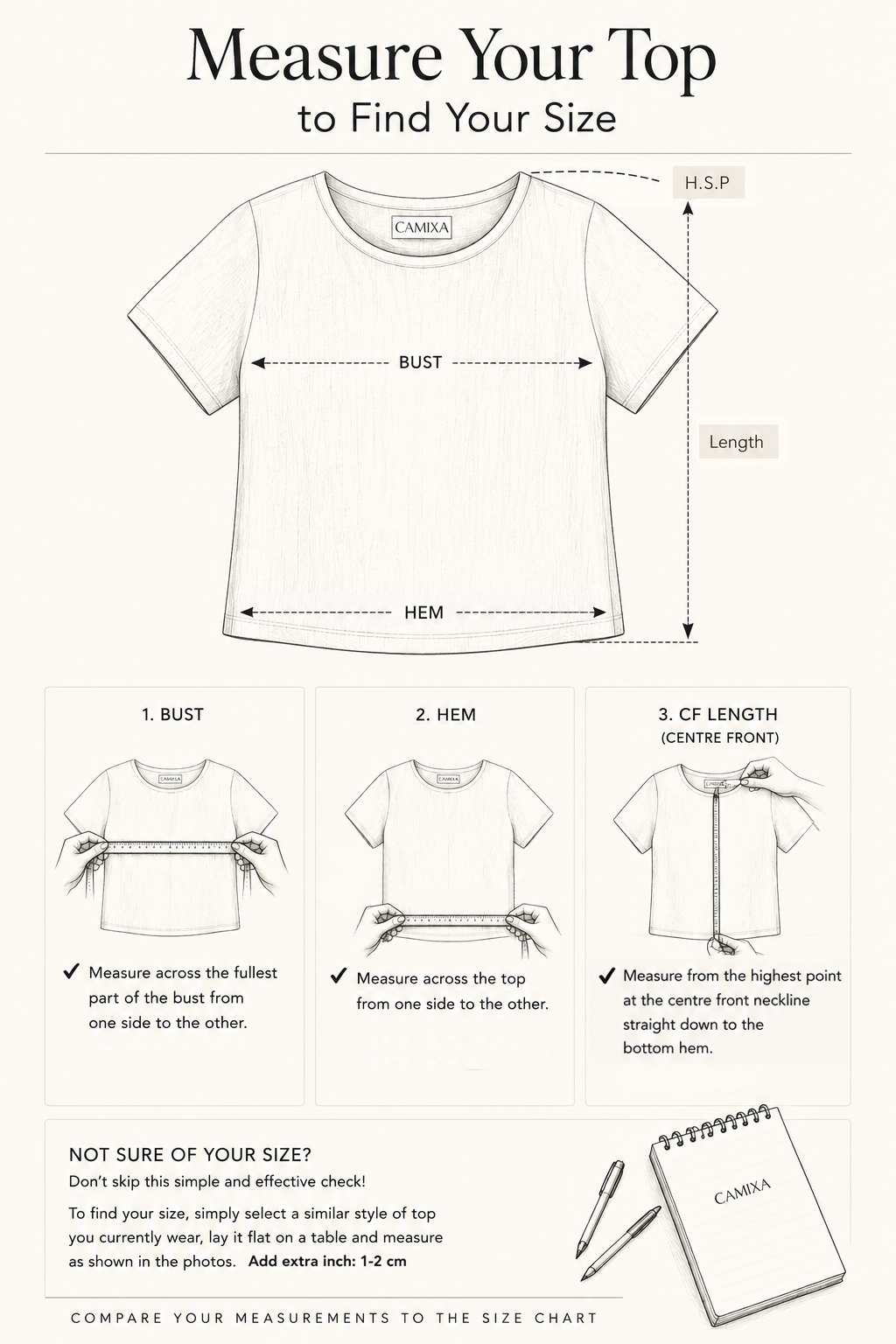 How to measure - Teena T-Shirt Size Chart
