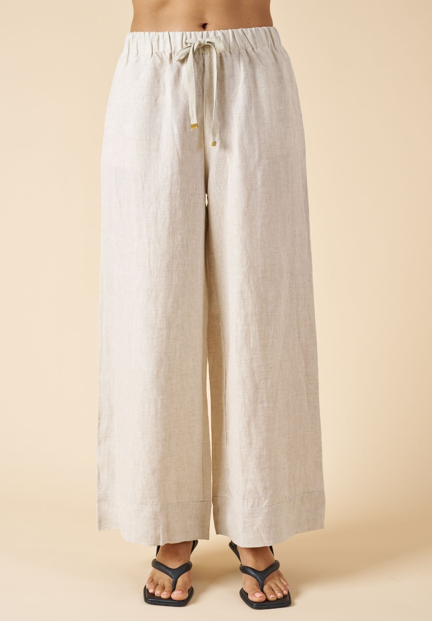 Palazzo Natural Linen Pants