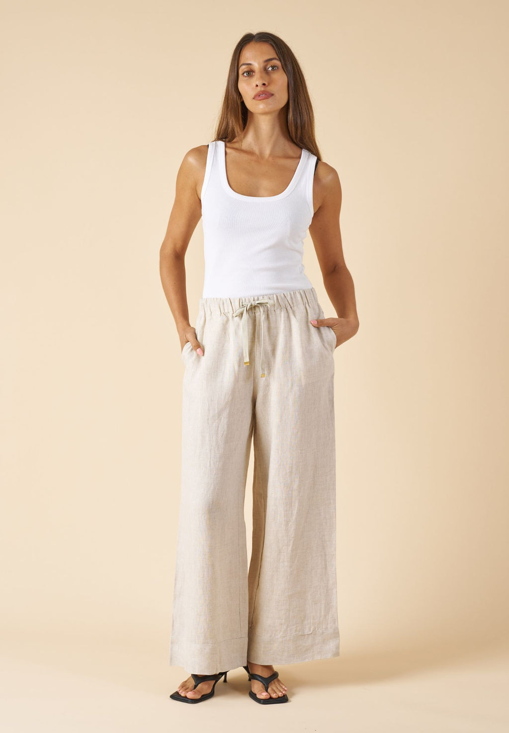 Palazzo Natural Linen Pants