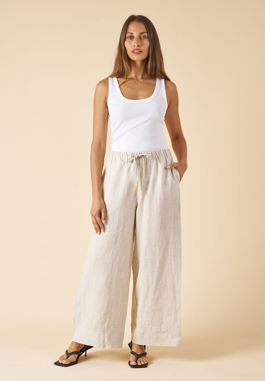 Palazzo Natural Linen Pants