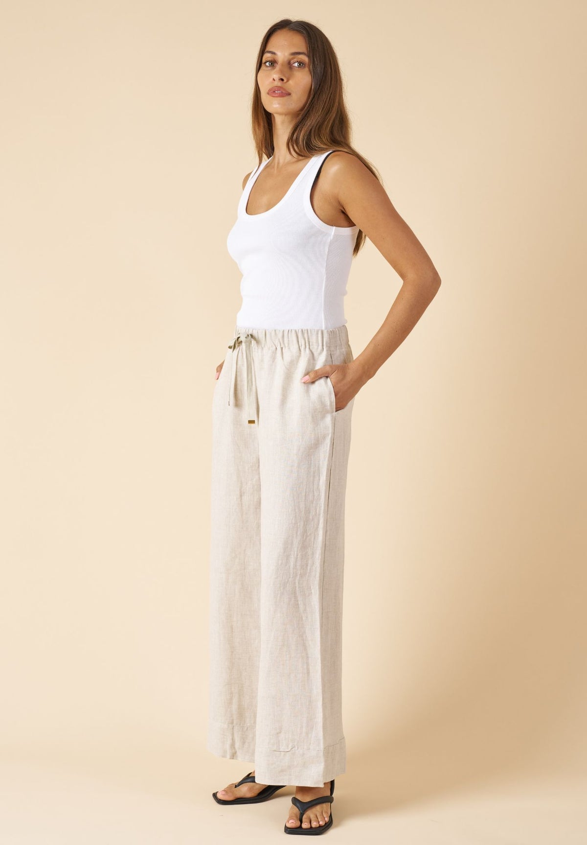Palazzo Natural Linen Pants