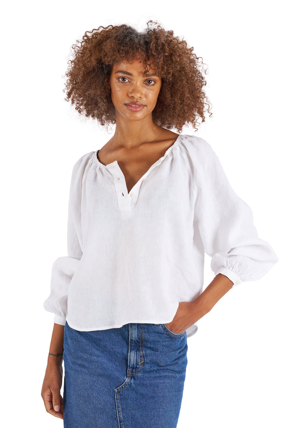 Poem White Peasant Linen Blouse