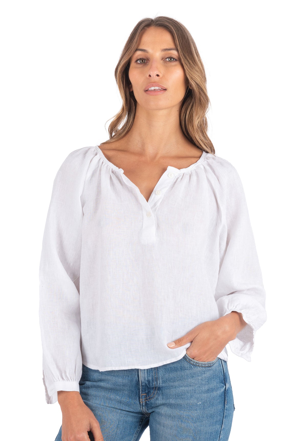 Poem White Peasant Linen Blouse