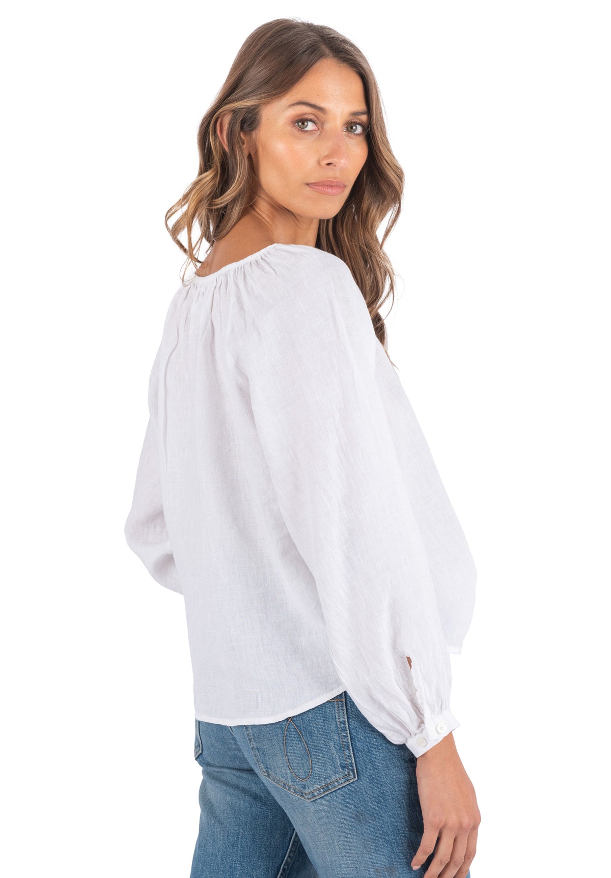 Poem White Peasant Linen Blouse
