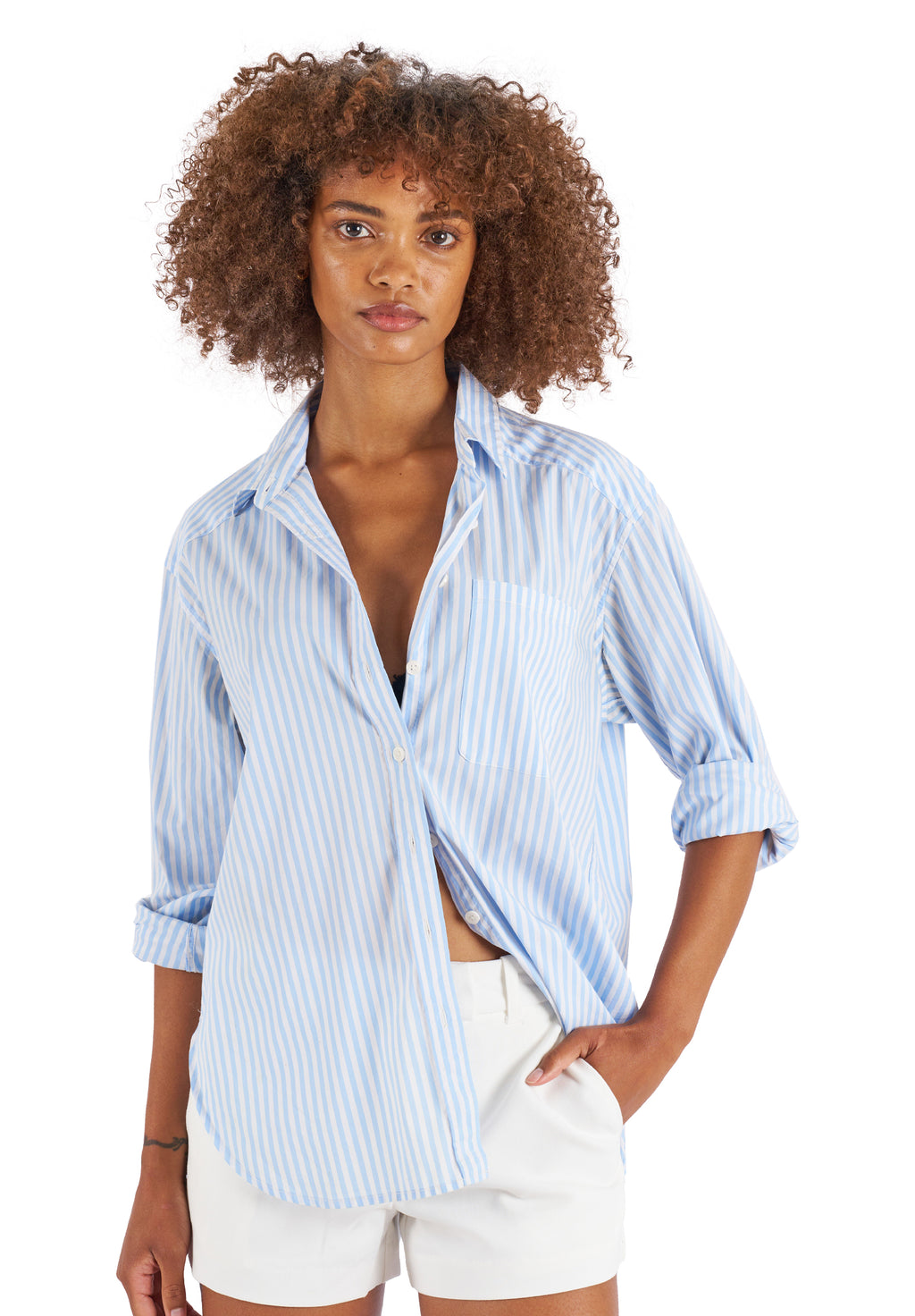 Poppy Sky Blue Stripes Oversized Shirt