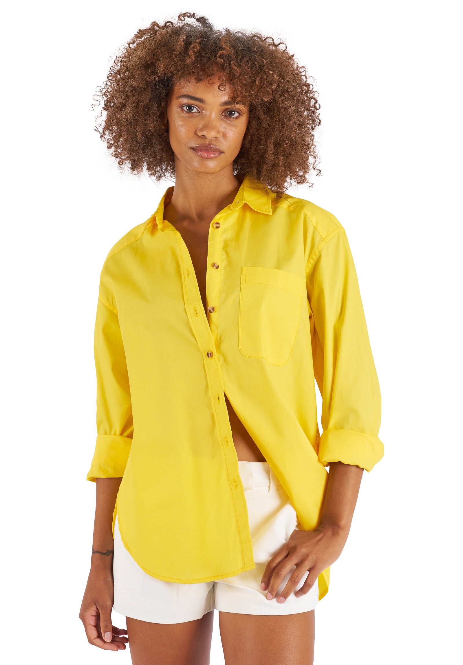 Poppy-Cotton Yellow Oversized Cotton Shirt – CAMIXA