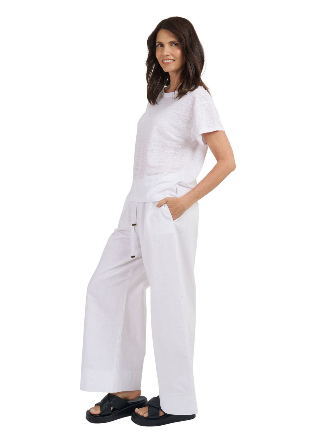 Palazzo White Linen Pants