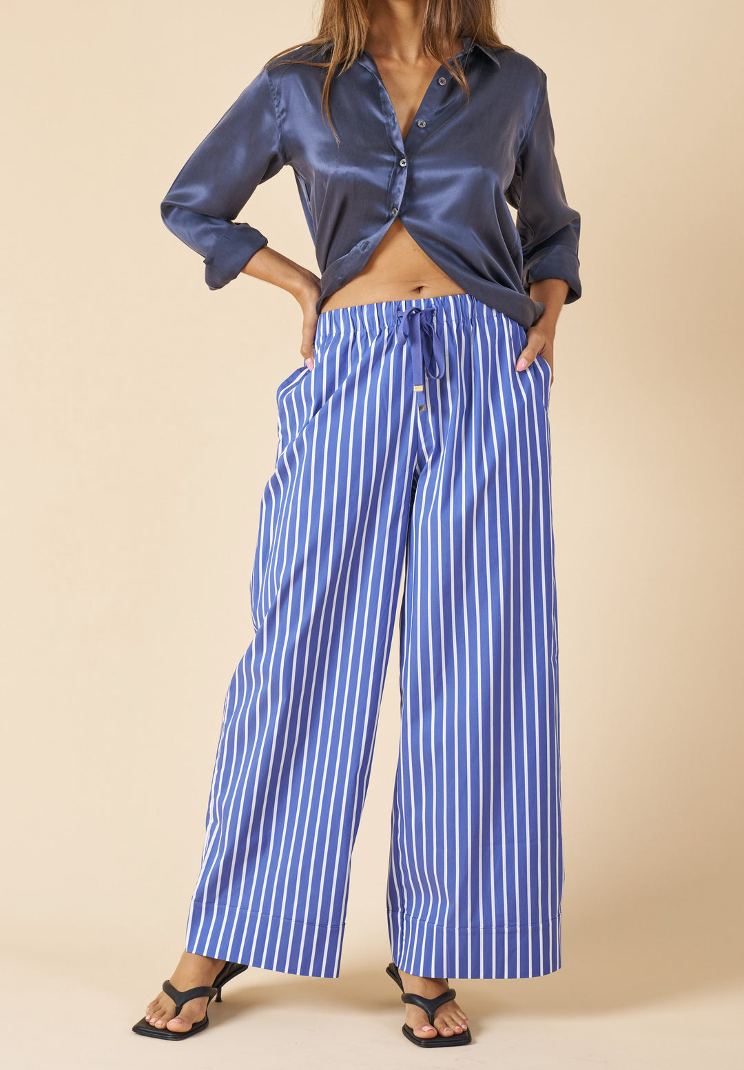 Palazzo Dark Blue Stripes Pants