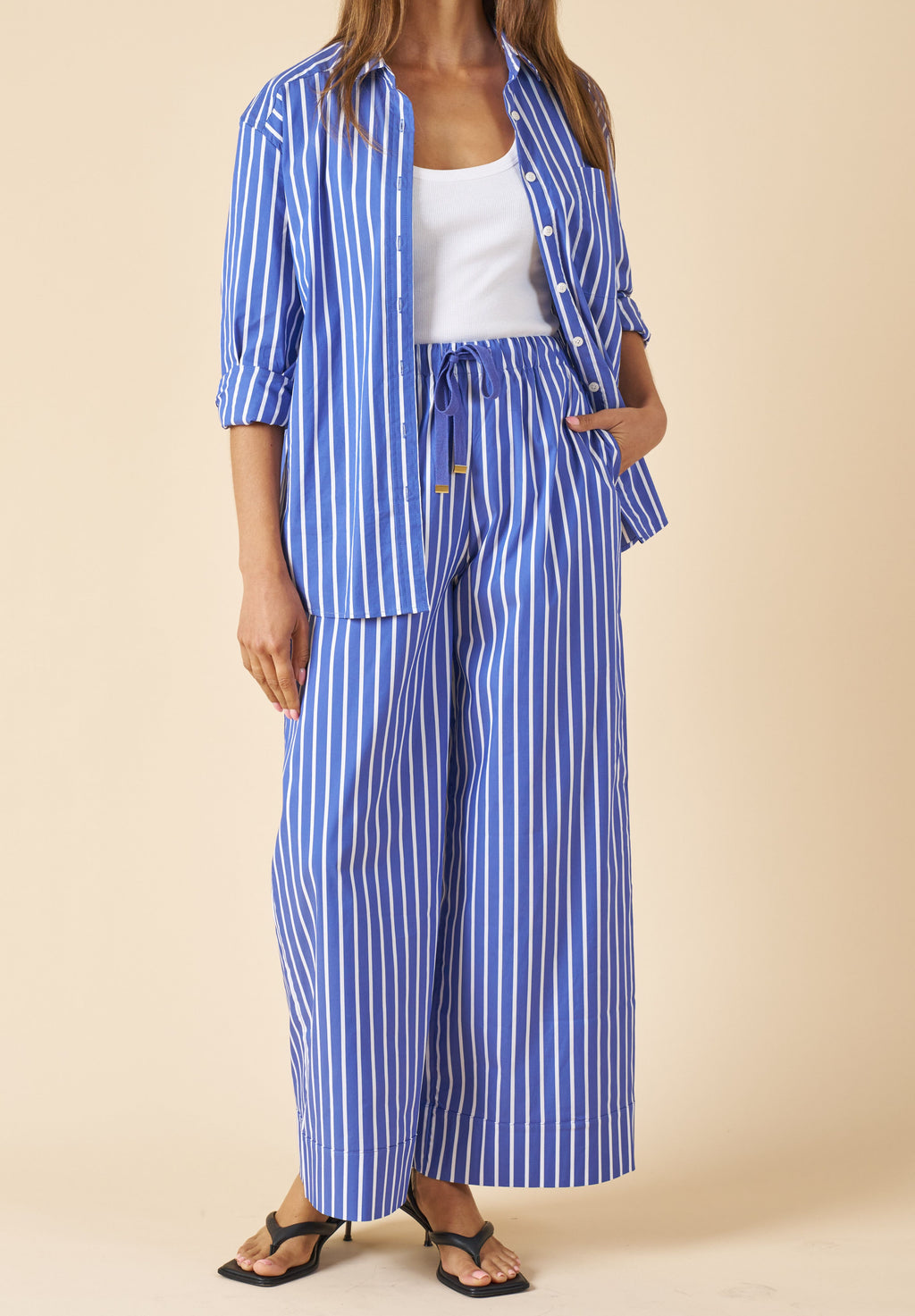 Poppy Dark Blue Stripes Oversized Shirt