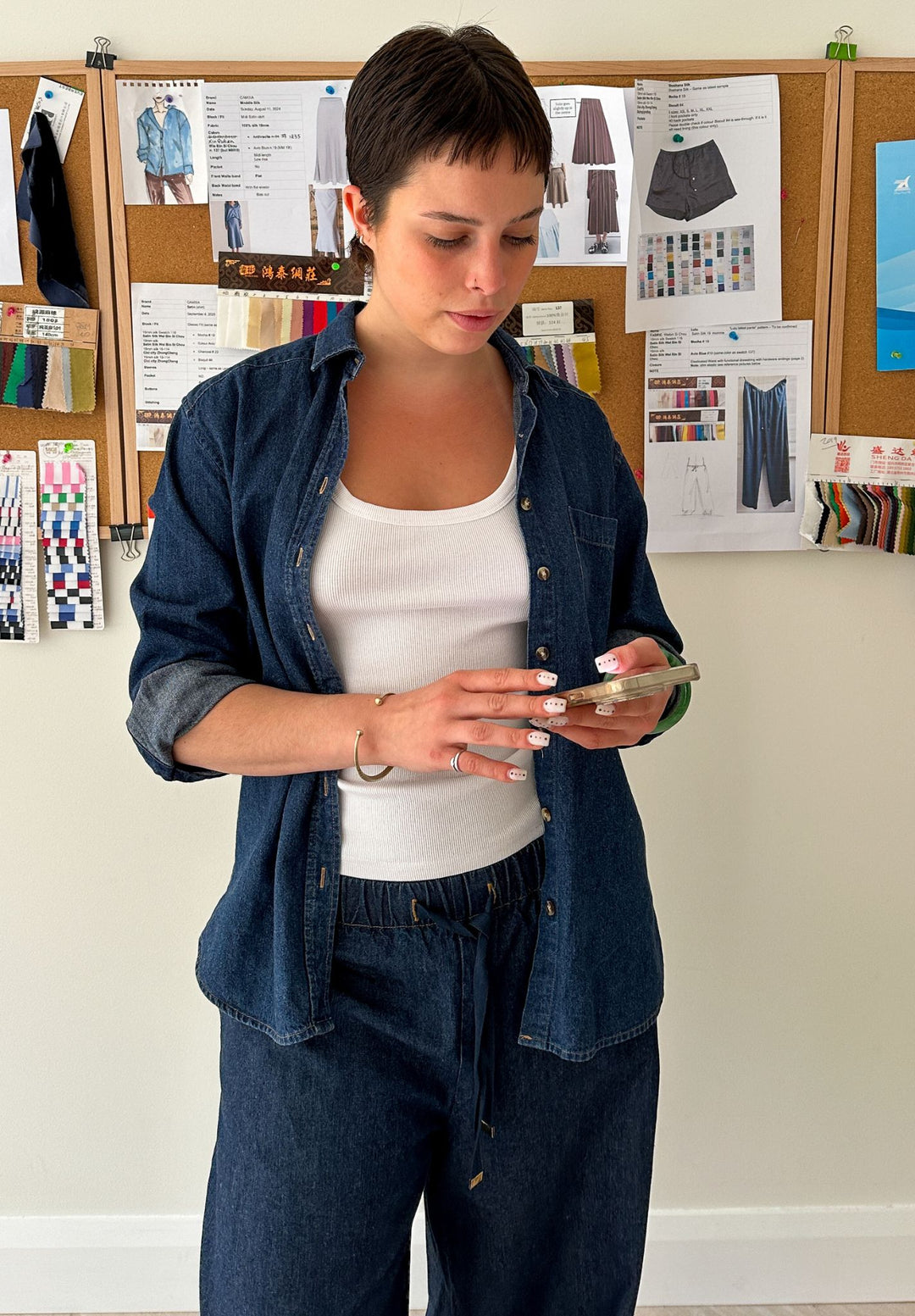 Palazzo Dark Blue Linen Pants