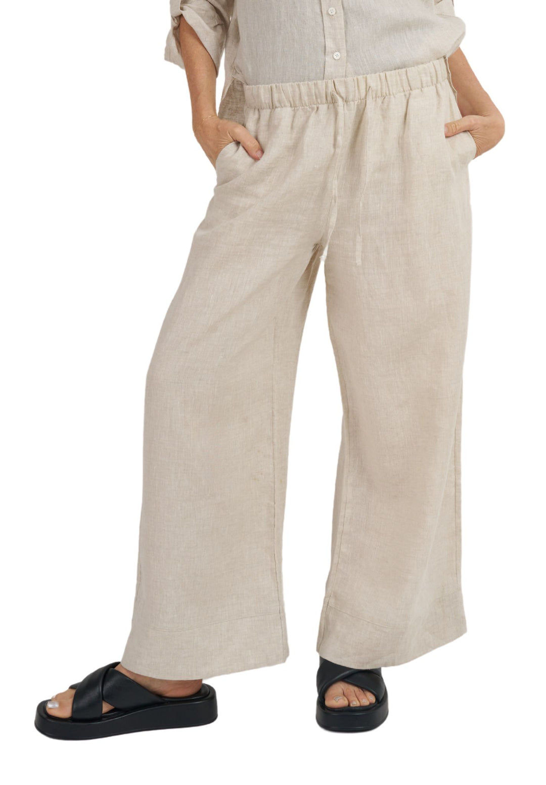 Palazzo Natural Linen Pants