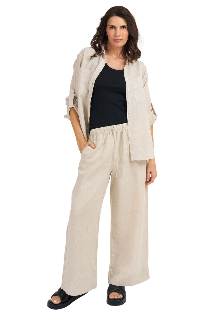 Palazzo Natural Linen Pants