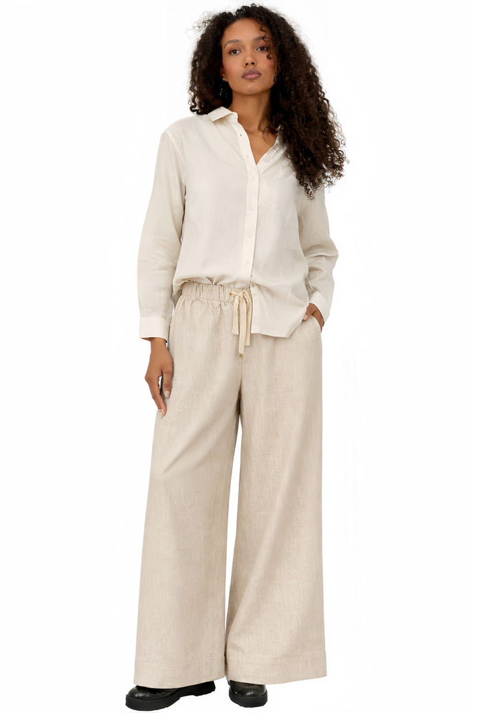 Palazzo Natural Linen Pants