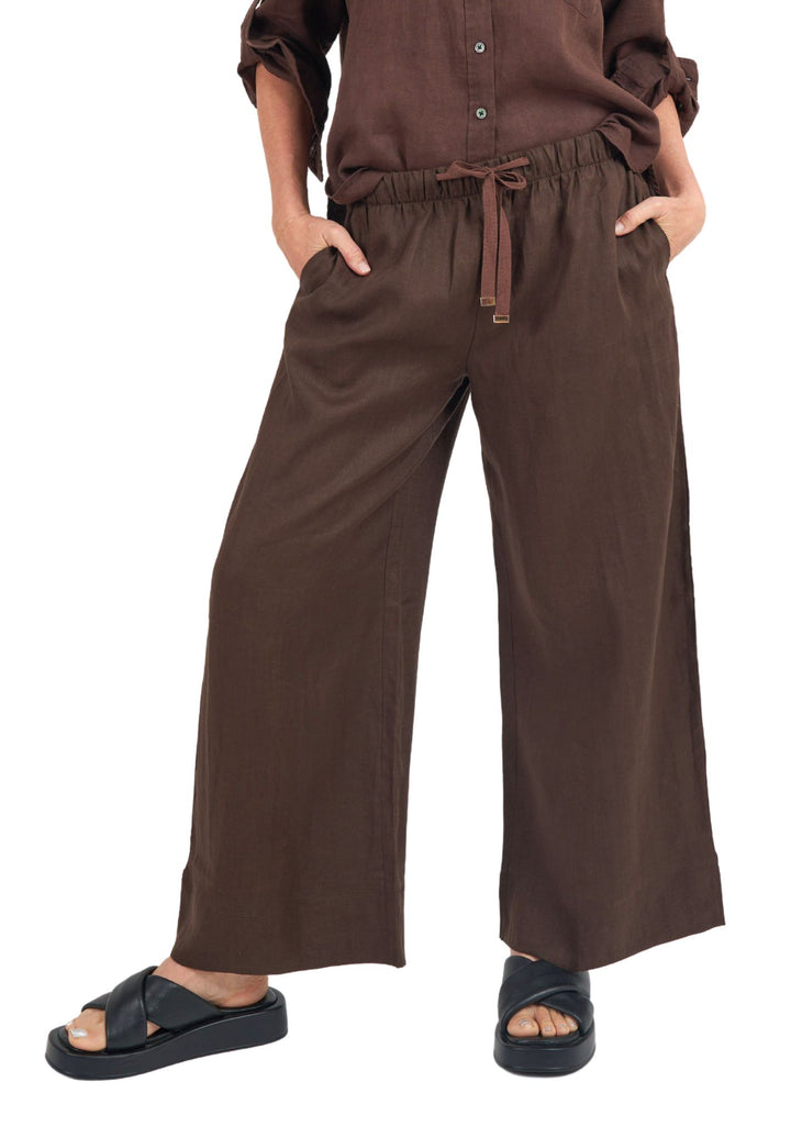 Palazzo Coffee Linen Pants