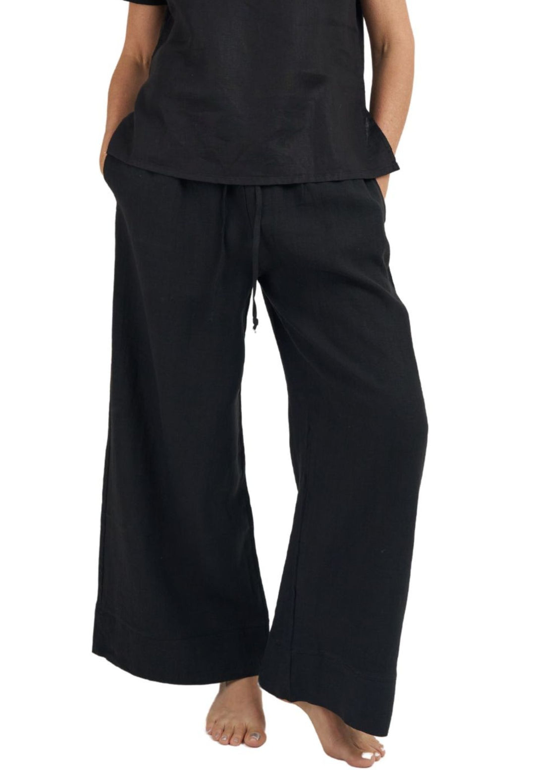 Palazzo Black Linen Pants