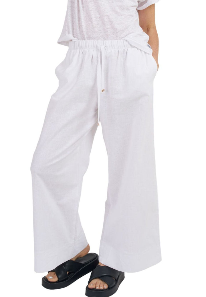 Palazzo White Linen Pants