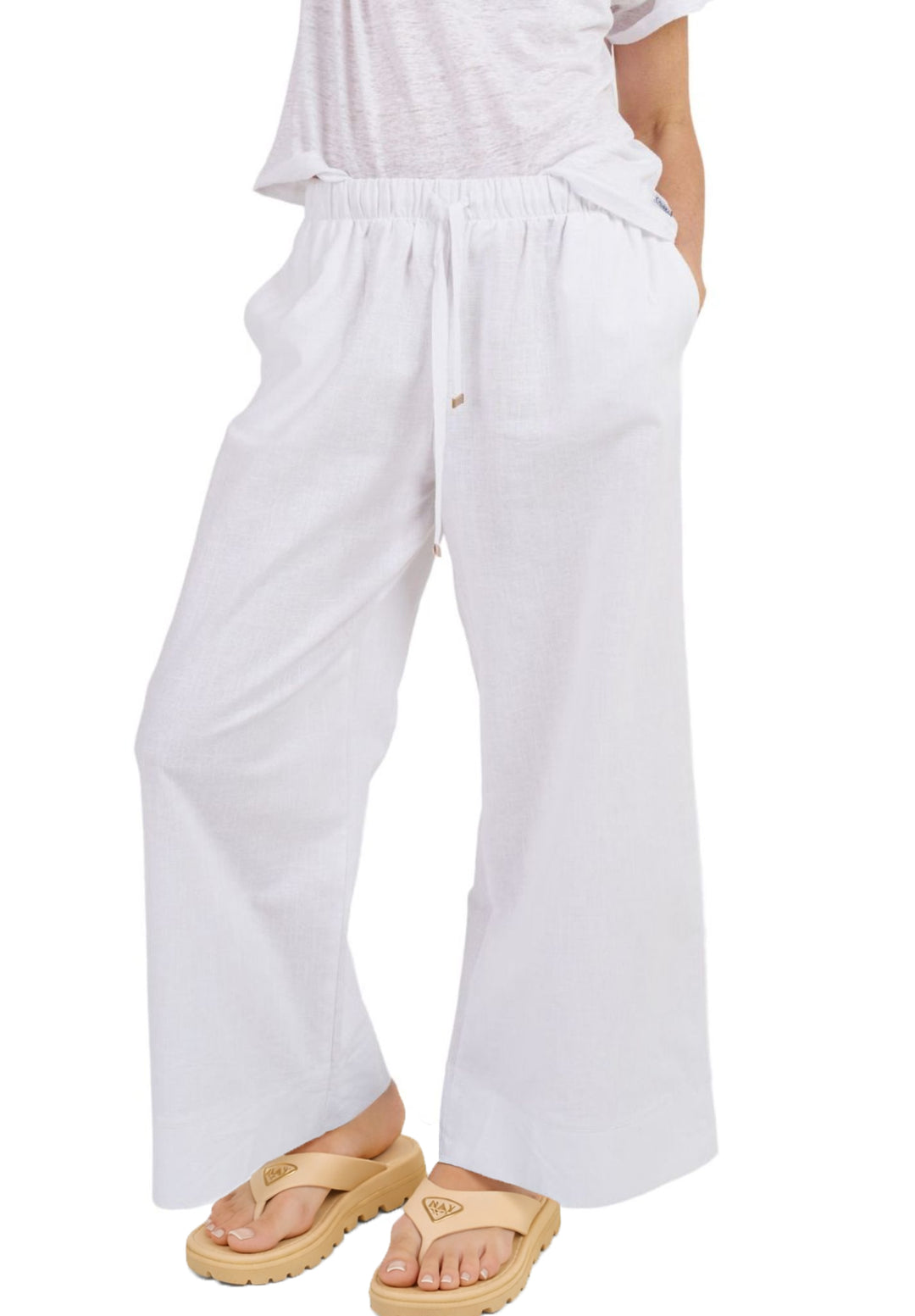 Palazzo White Linen Pants