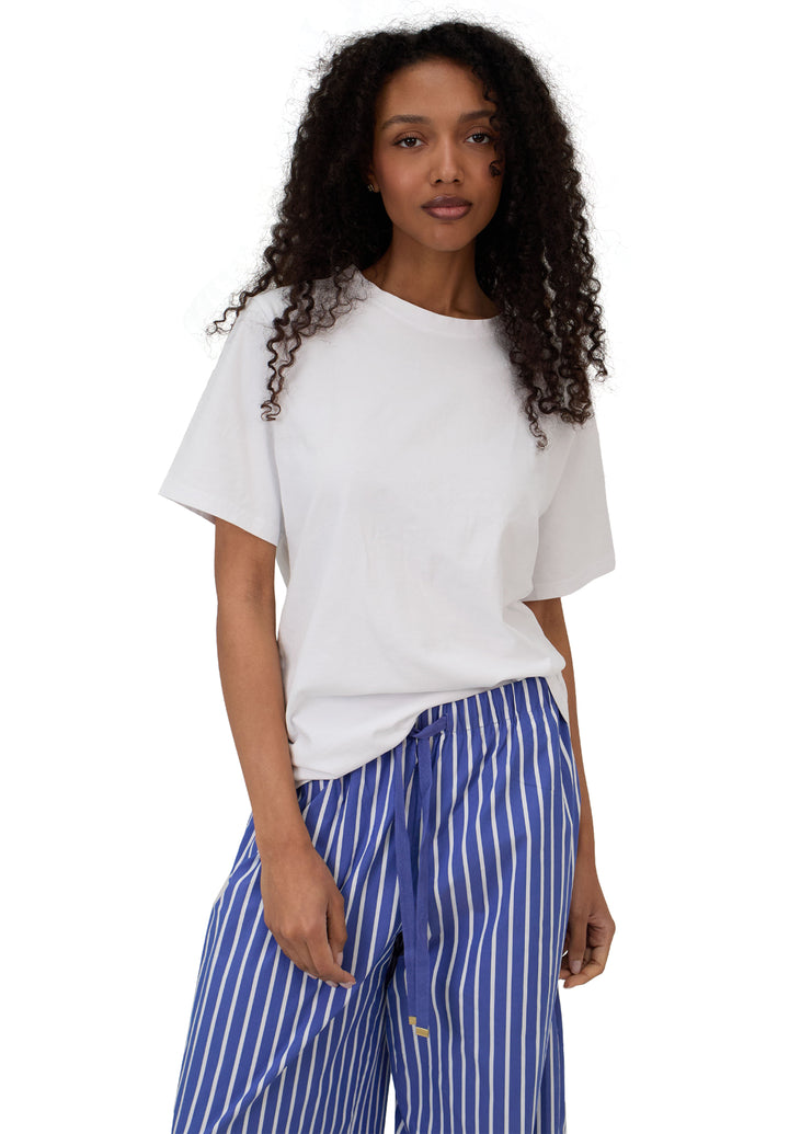ATeesha White Boxy Distressed Cotton T-Shirt
