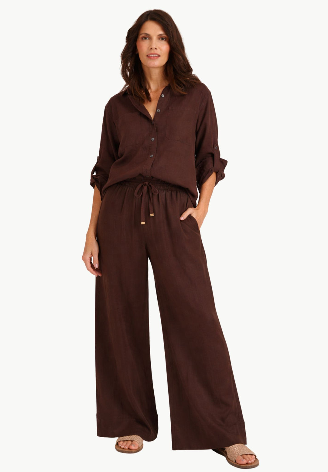 Palazzo Coffee Linen Pants