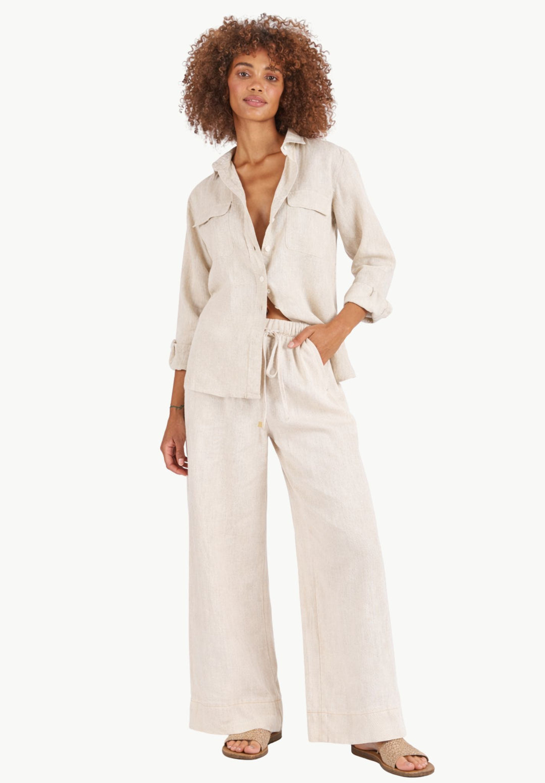 Palazzo Natural Linen Pants