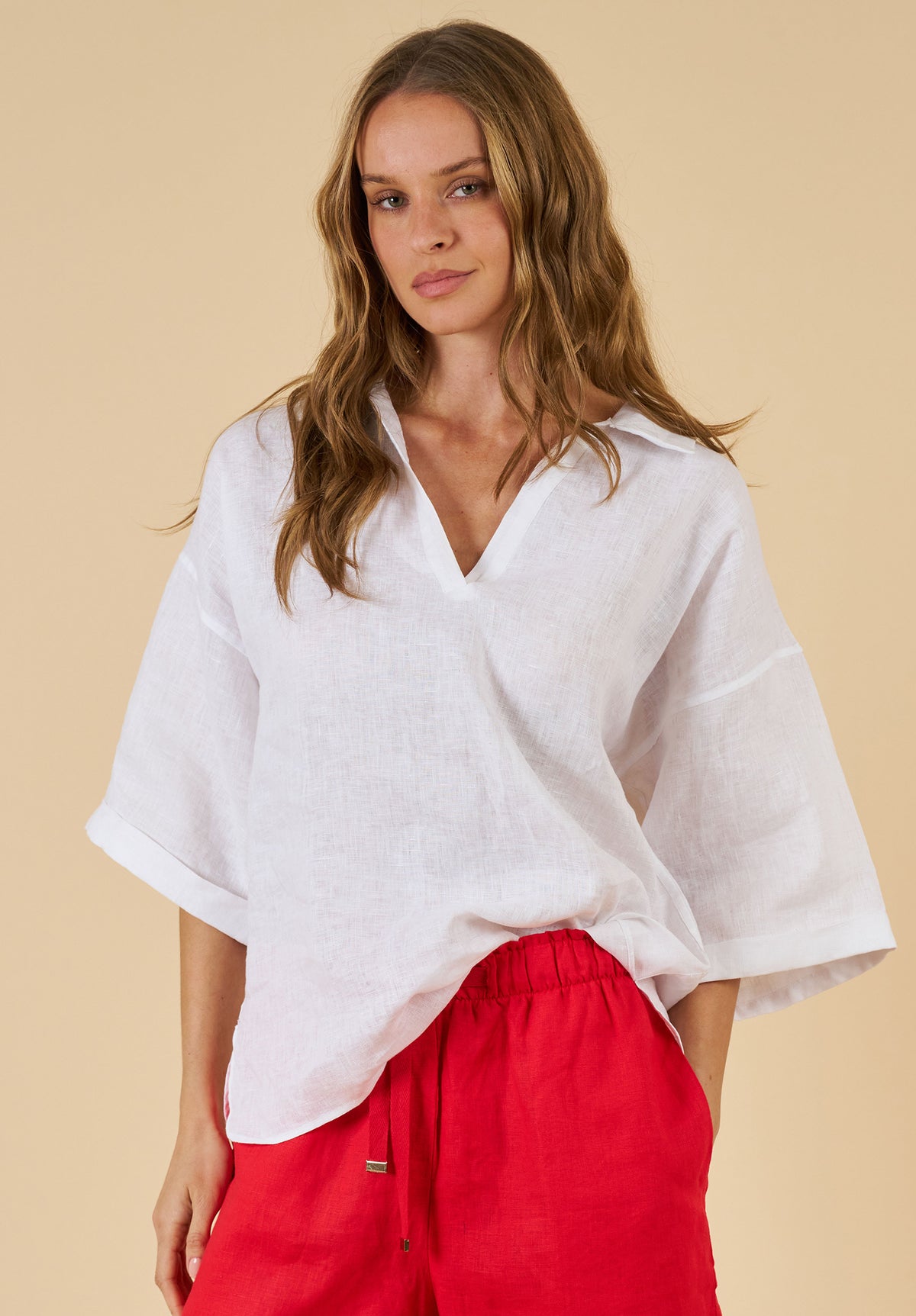 Elba White Linen Popover