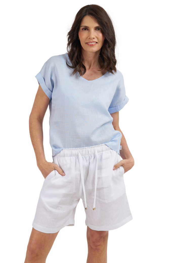 Panthea White Linen Shorts