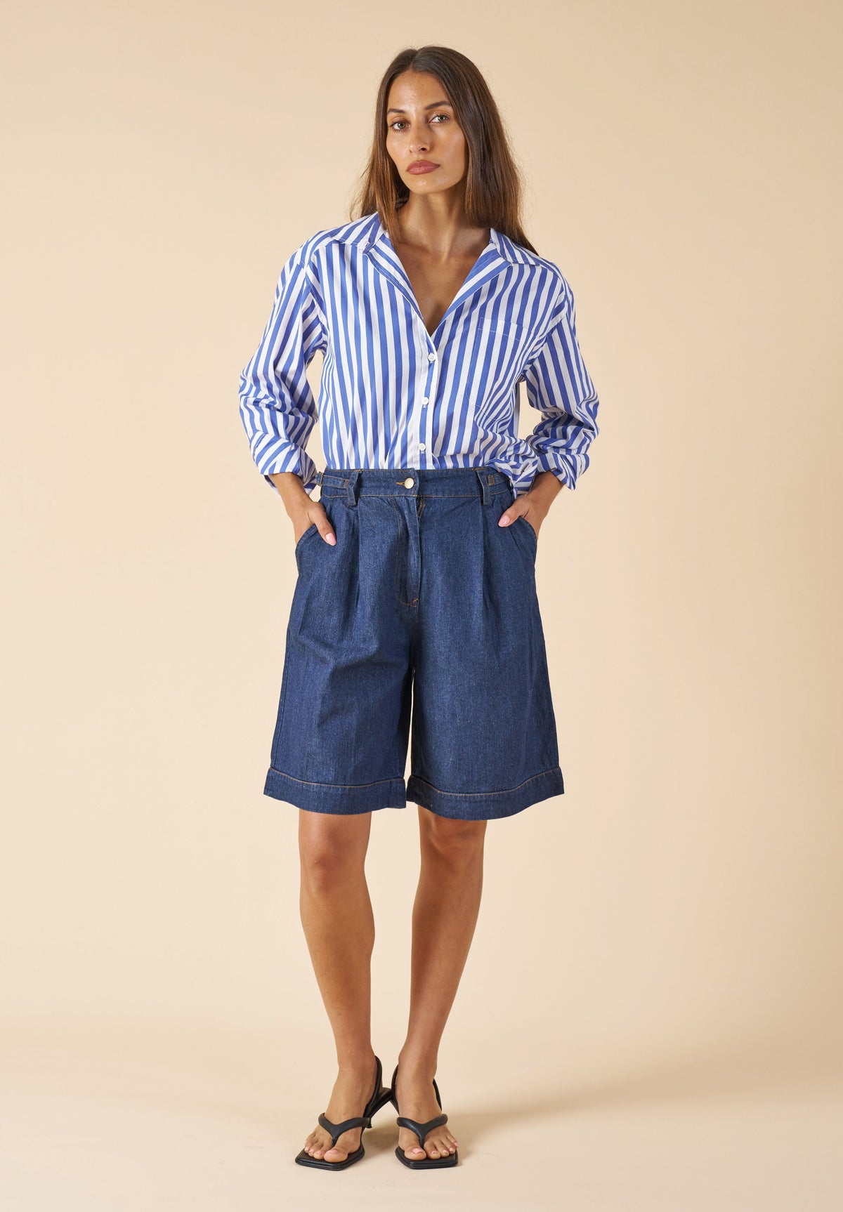 Poppy Big Blue Stripes Oversized Shirt