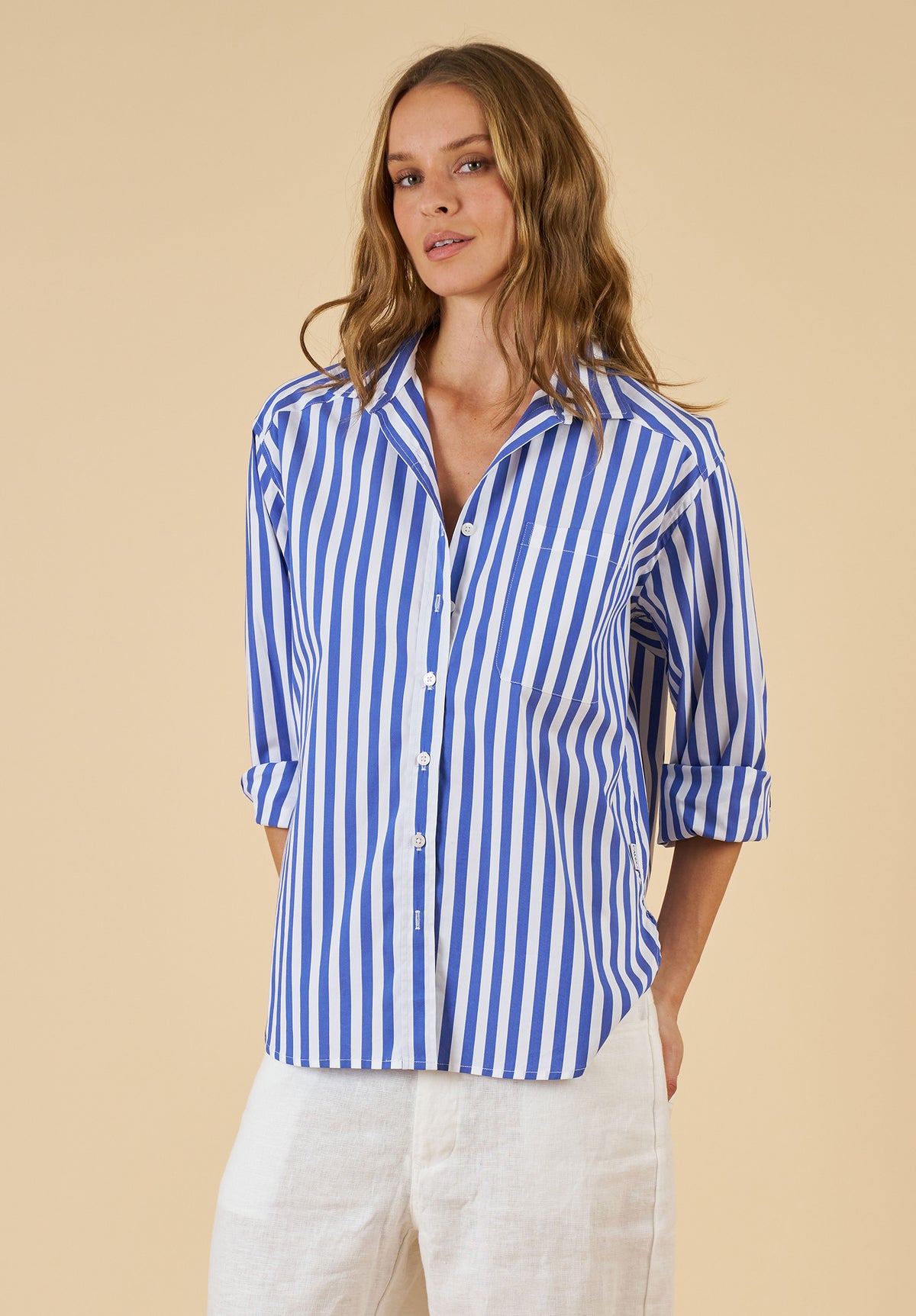 Poppy Big Blue Stripes Oversized Shirt