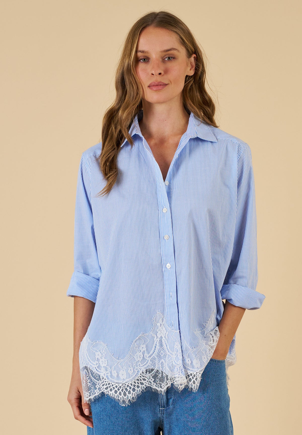 Poppy Lace Striped Shirt