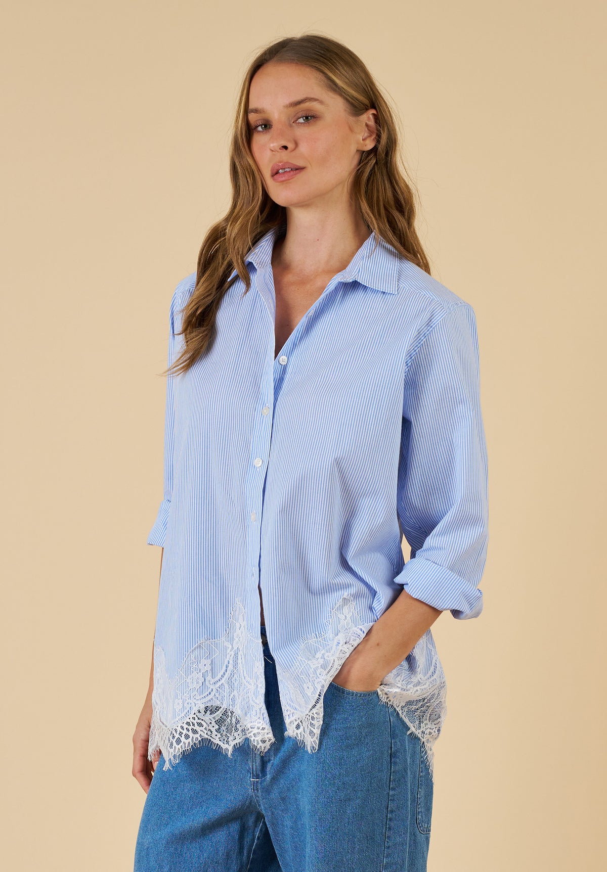 Poppy Lace Striped Shirt