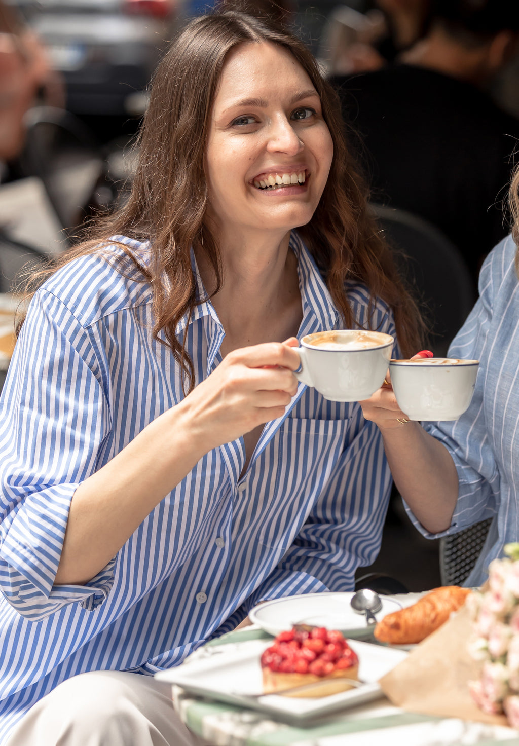 Poppy Royal Blue Stripes Oversized Shirt