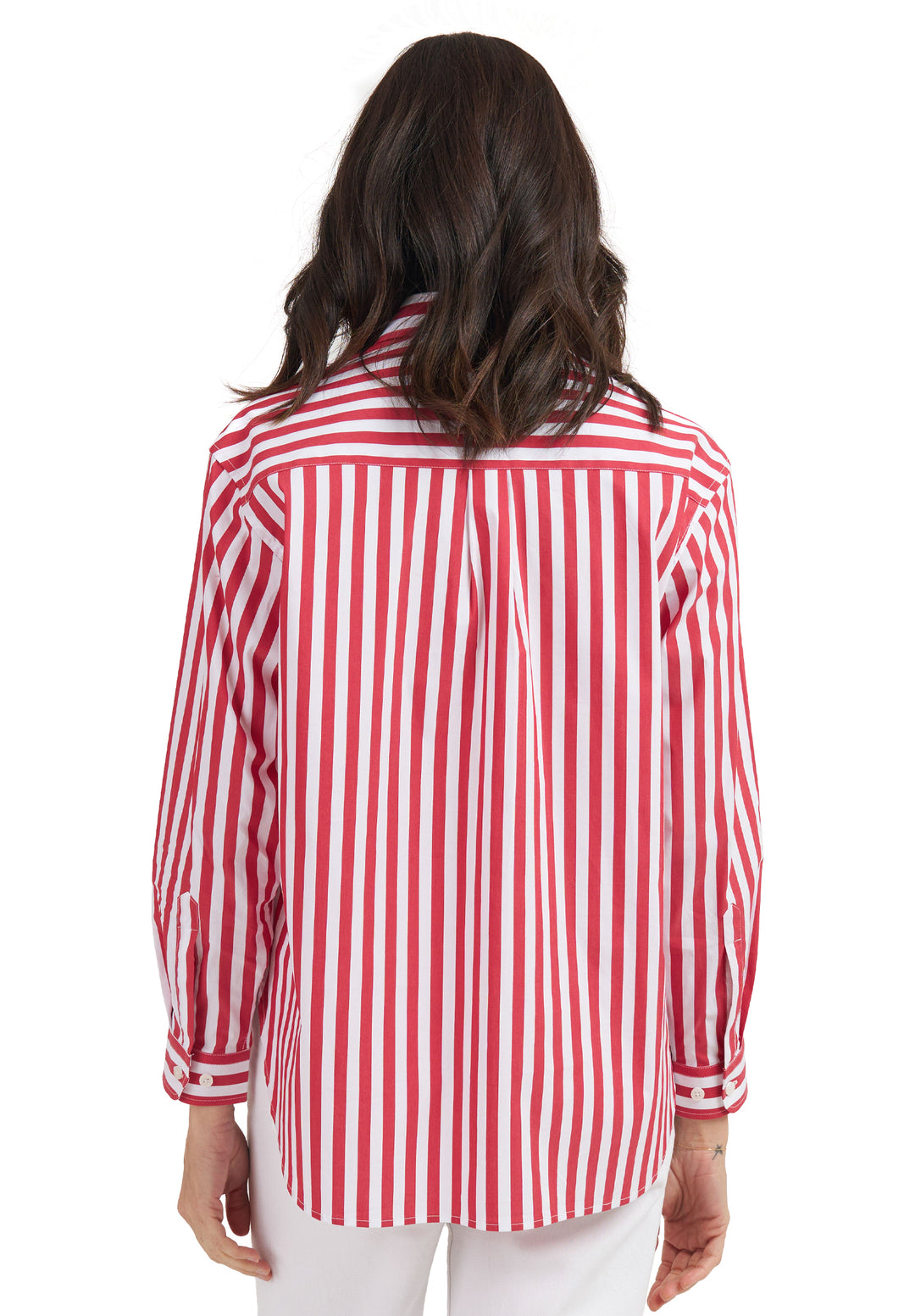 Poppy-Cotton Red Stripes Oversized Cotton Shirt