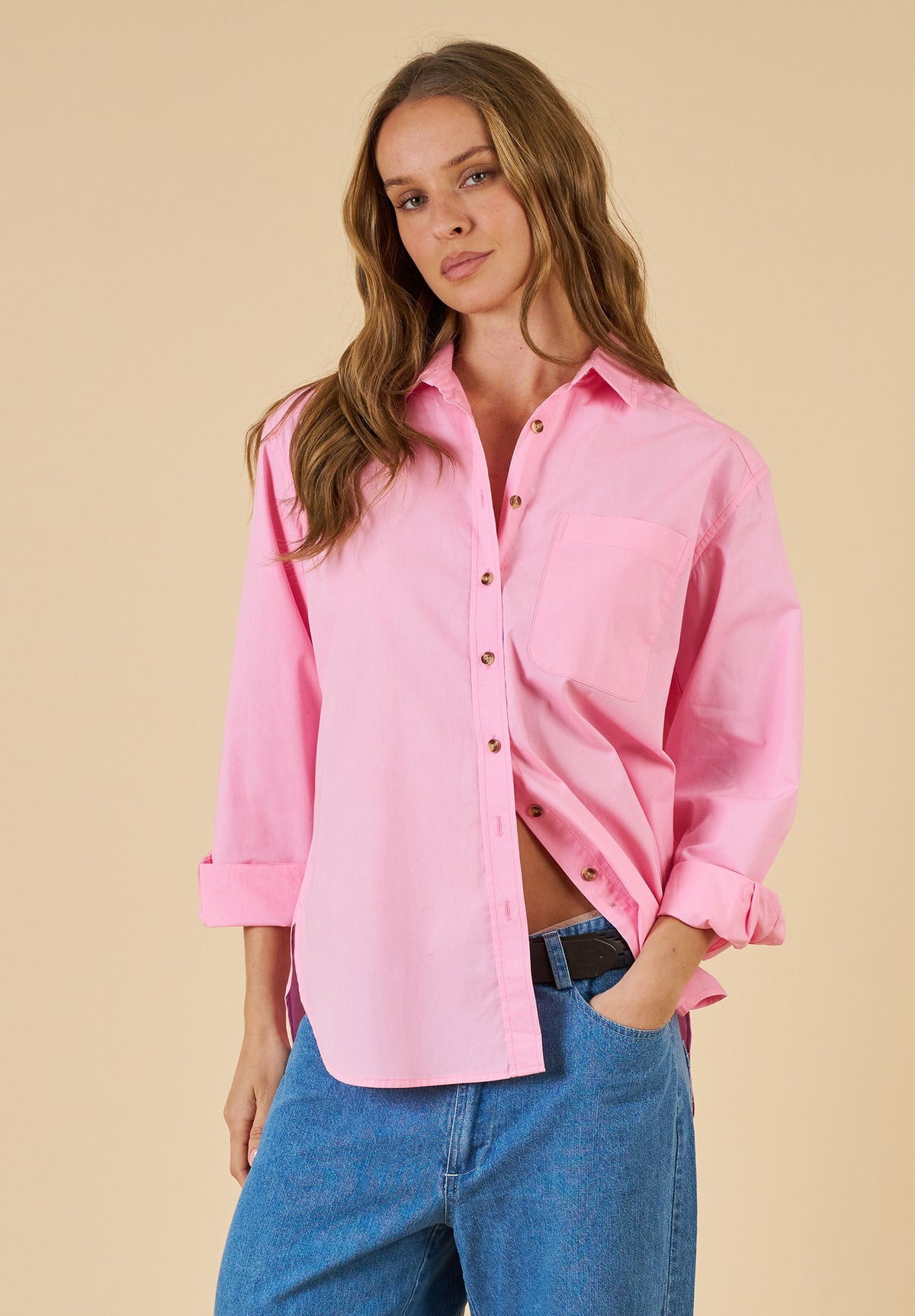 Poppy Pink Oversized Shirt