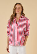Poppy Red Stripes Oversized Shirt