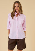 Poppy Pink Stripes Oversized Shirt
