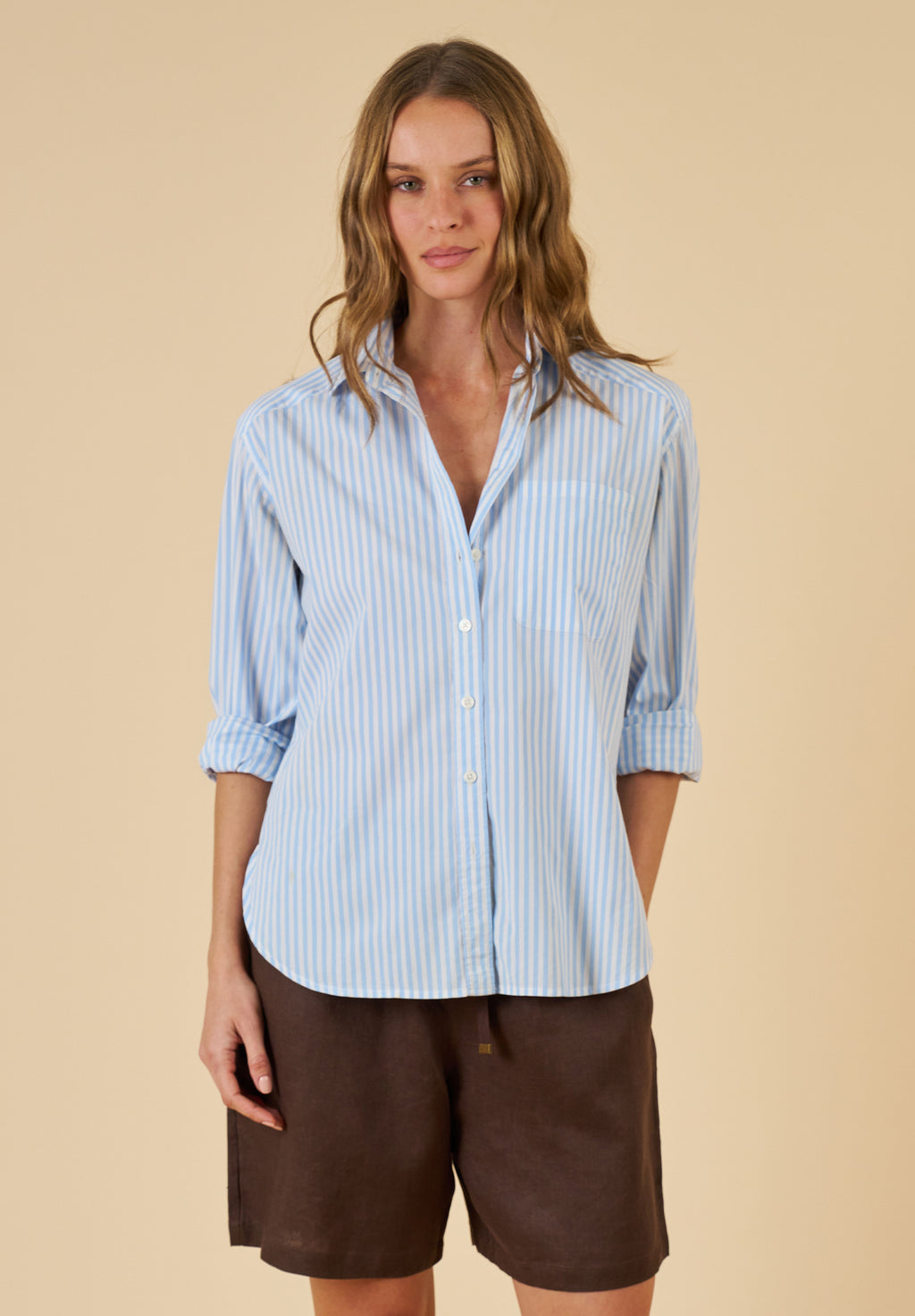 Poppy Sky Blue Stripes Oversized Shirt