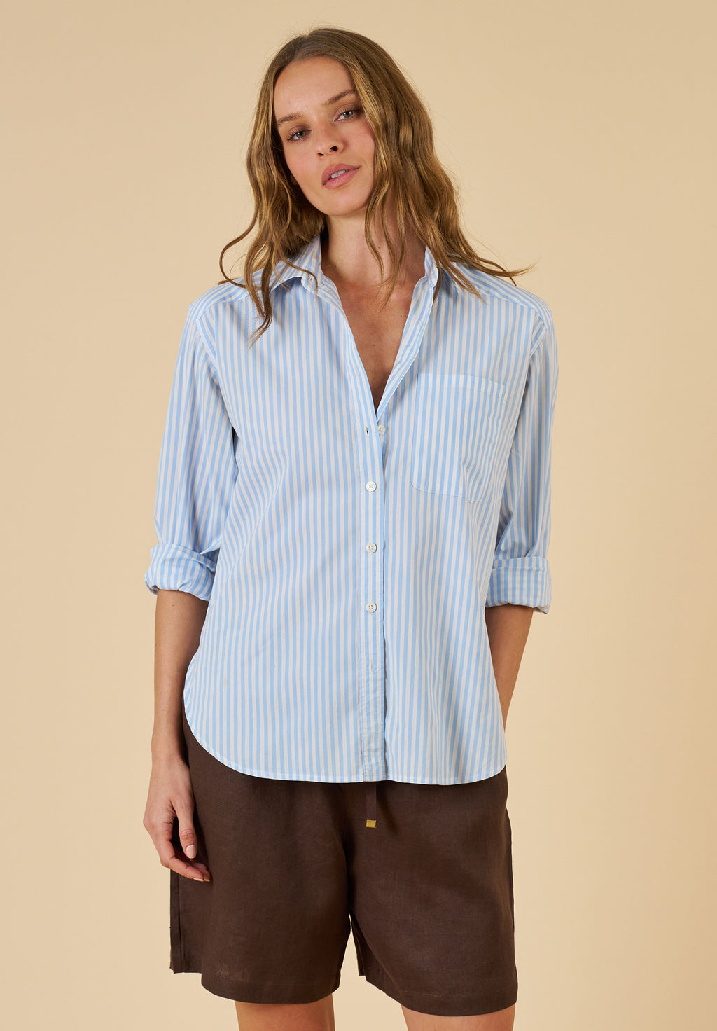 Poppy Sky Blue Stripes Oversized Shirt