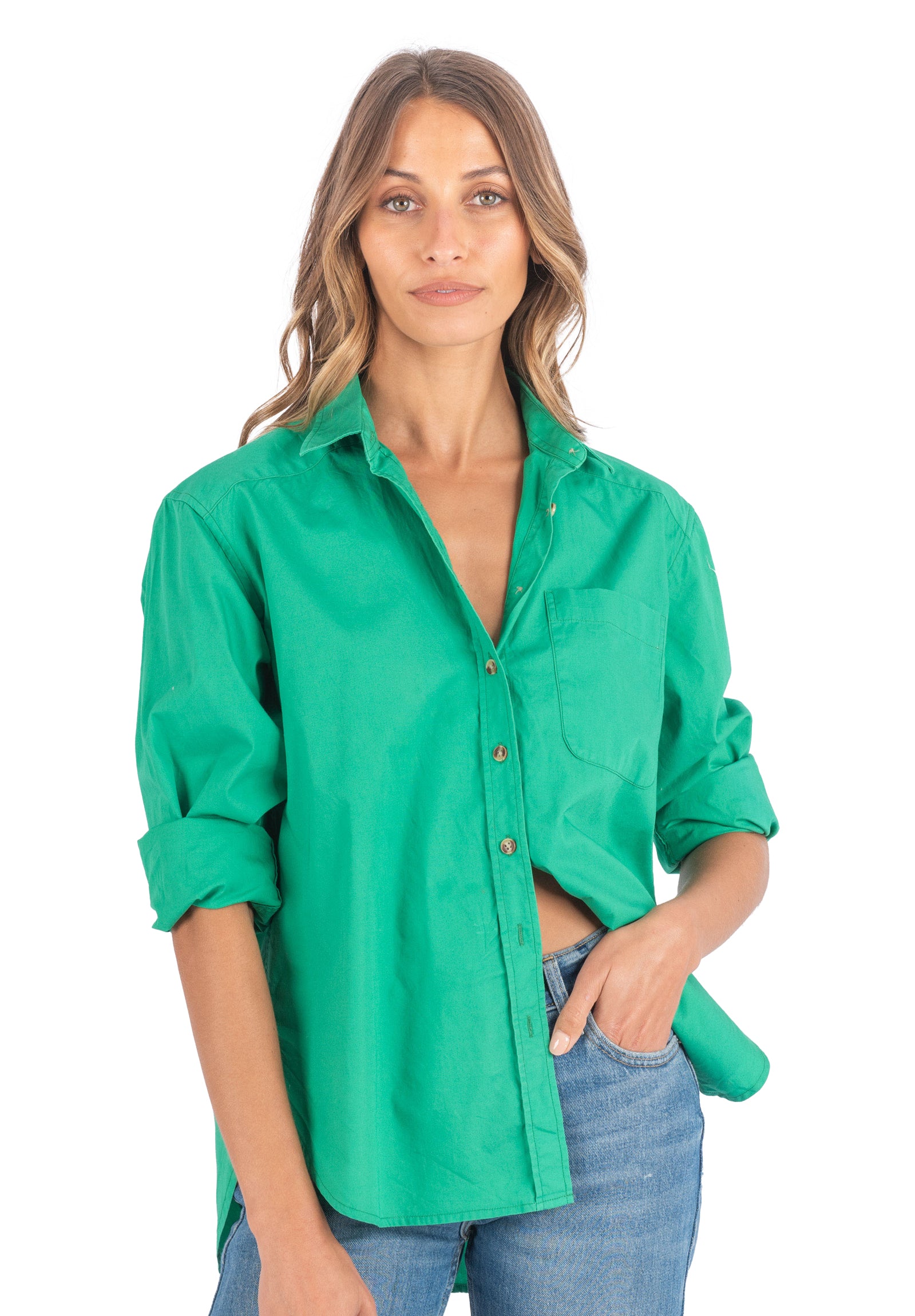 Poppy-Cotton Green Oversized Cotton Shirt – CAMIXA