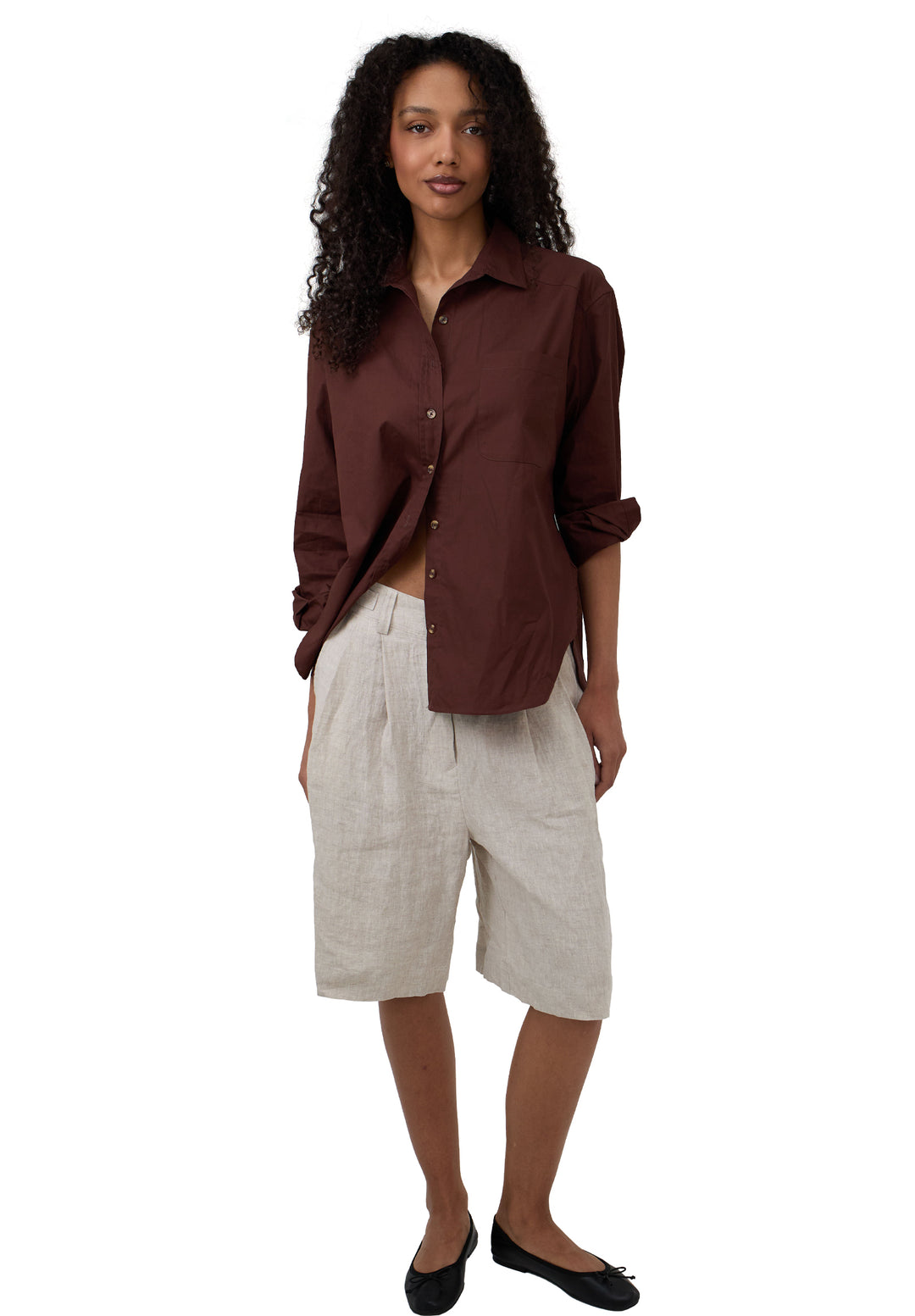 Bermuda Natural Linen Shorts