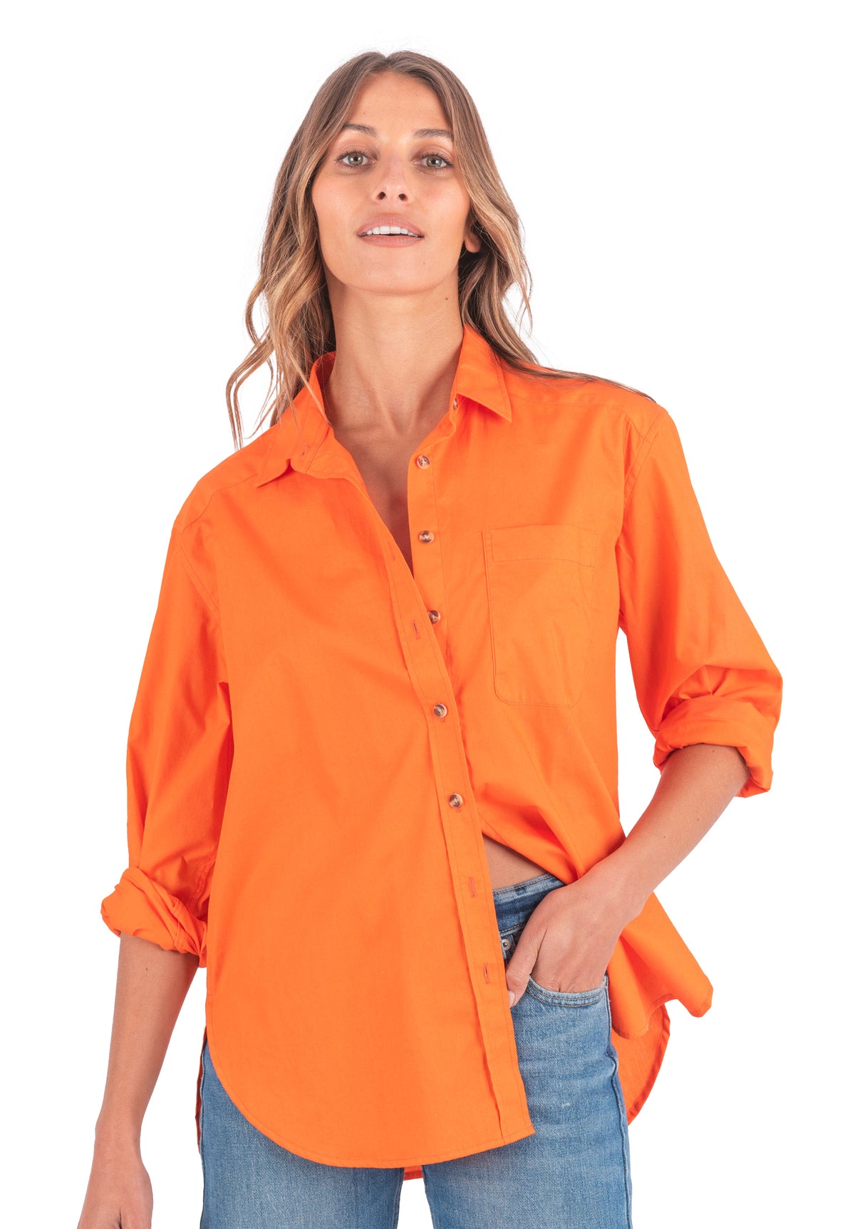 Poppy Orange Oversized Shirt