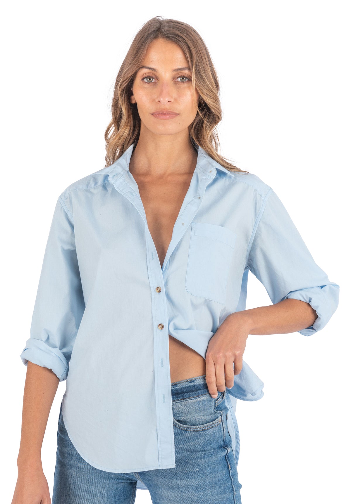 Poppy Sky Blue Oversized Shirt